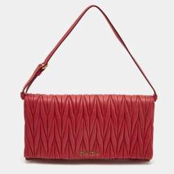 Miu Miu Red Matelasse Leather Shoulder Bag