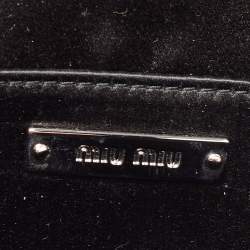 Pre Owned Miu Miu Black Satin Crystals Embellished Flap Clutch Bag