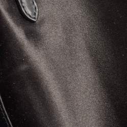 Pre Owned Miu Miu Black Satin Crystals Embellished Flap Clutch Bag