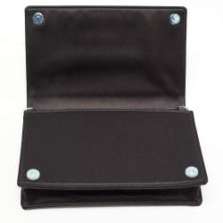 Pre Owned Miu Miu Black Satin Crystals Embellished Flap Clutch Bag