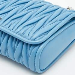 مملوكة مسبقًا Miu Miu Blue Matelassé Leather Flap Crossbody Bag