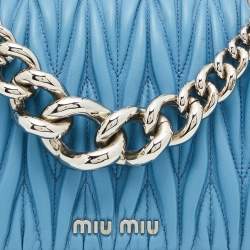 مملوكة مسبقًا Miu Miu Blue Matelassé Leather Flap Crossbody Bag
