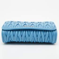 مملوكة مسبقًا Miu Miu Blue Matelassé Leather Flap Crossbody Bag