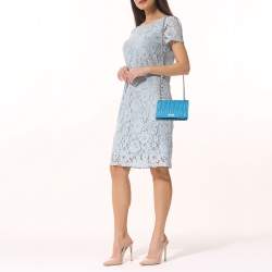 مملوكة مسبقًا Miu Miu Blue Matelassé Leather Flap Crossbody Bag