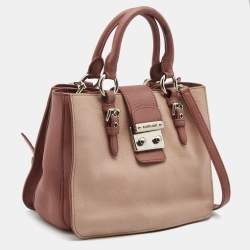 مملوكة مسبقًا Miu Miu Two Tone Pink Madras Leather Pushlock Tote