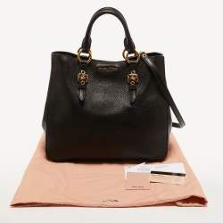 Pre Owned Miu Miu Black Madras Leather Tote