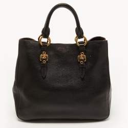 Pre Owned Miu Miu Black Madras Leather Tote