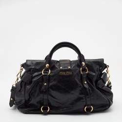 Miu Miu Black Leather Bow Satchel