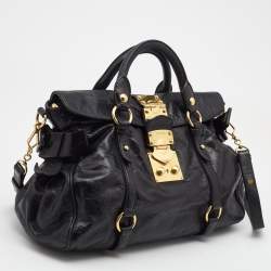 Miu Miu Black Leather Bow Satchel