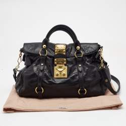Miu Miu Black Leather Bow Satchel