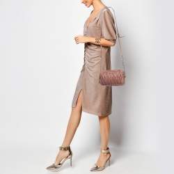 Miu Miu Dusty Pink Matelasse Lux Leather Double Zip Crossbody Bag