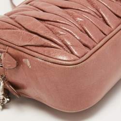 Miu Miu Dusty Pink Matelasse Lux Leather Double Zip Crossbody Bag