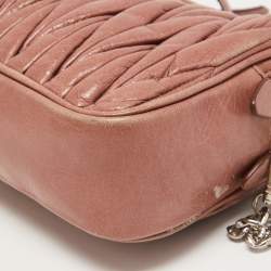 Miu Miu Dusty Pink Matelasse Lux Leather Double Zip Crossbody Bag