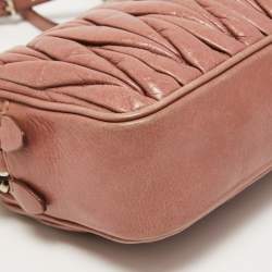 Miu Miu Dusty Pink Matelasse Lux Leather Double Zip Crossbody Bag