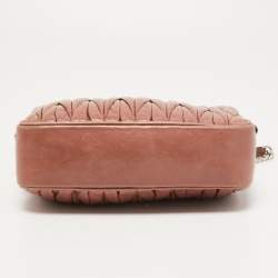 Miu Miu Dusty Pink Matelasse Lux Leather Double Zip Crossbody Bag