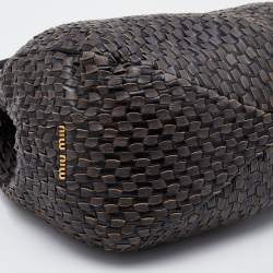 Pre Owned Miu Miu Grey/Black Napa Leather Buckle Tote 