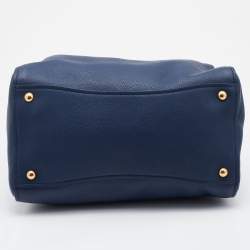 Miu Miu Blue Madras Leather Studded Handle Tote