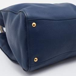Miu Miu Blue Madras Leather Studded Handle Tote