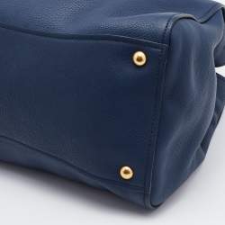 Miu Miu Blue Madras Leather Studded Handle Tote