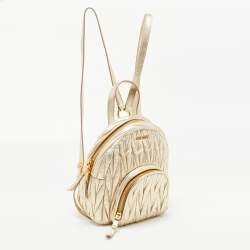 Miu Miu Gold Matelassé Leather Pocket Backpack 