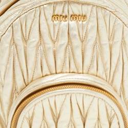 Miu Miu Gold Matelassé Leather Pocket Backpack 