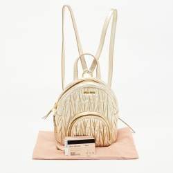 Miu Miu Gold Matelassé Leather Pocket Backpack 