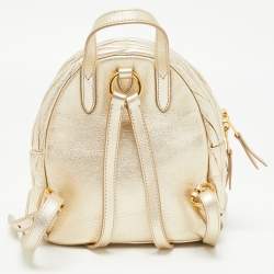 Miu Miu Gold Matelassé Leather Pocket Backpack 