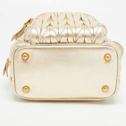 Miu Miu Gold Matelassé Leather Pocket Backpack 