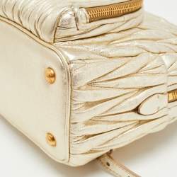 Miu Miu Gold Matelassé Leather Pocket Backpack 