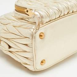 Miu Miu Gold Matelassé Leather Pocket Backpack 