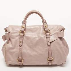 Miu Miu Pink Leather Bow Top Handle Bag