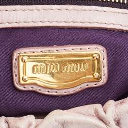 Pre Owned Miu Miu Pink Vitello Lux Gathered Leather Satchel