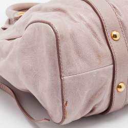 Pre Owned Miu Miu Pink Vitello Lux Gathered Leather Satchel
