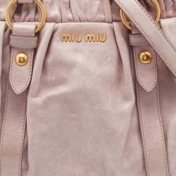 Pre Owned Miu Miu Pink Vitello Lux Gathered Leather Satchel