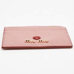 Pre Owned Miu Miu Pink Leather Heart Card Holder