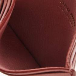 Pre Owned Miu Miu Pink Leather Heart Card Holder