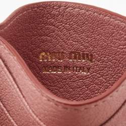 Pre Owned Miu Miu Pink Leather Heart Card Holder