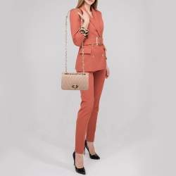 مملوكة مسبقًا Miu Miu Beige Matelassé Leather Turnlock Flap Shoulder Bag