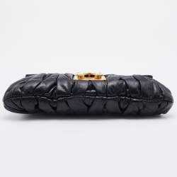Miu Miu Black Matelasse Leather Pushlock Clutch Bag