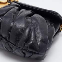 Miu Miu Black Matelasse Leather Pushlock Clutch Bag
