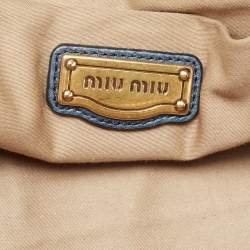 Miu Miu Blue Leather Studded Heart Charm Top Handle Bag