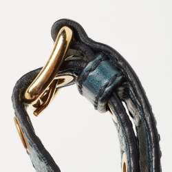 Miu Miu Blue Leather Studded Heart Charm Top Handle Bag