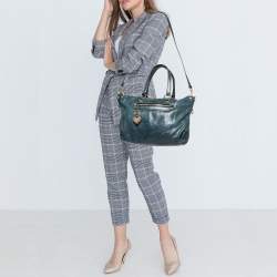 Miu Miu Blue Leather Studded Heart Charm Top Handle Bag