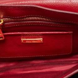 Miu Miu Orange/Red Madras Leather Pushlock Flap Chain Shoulder Bag