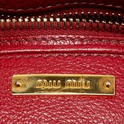 Miu Miu Orange/Red Madras Leather Pushlock Flap Chain Shoulder Bag