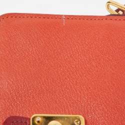 Miu Miu Orange/Red Madras Leather Pushlock Flap Chain Shoulder Bag