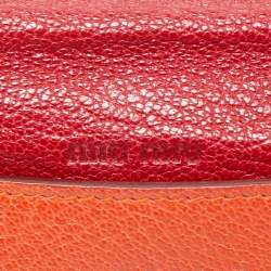 Pre Owned Miu Miu Orange/Red Madras Leather Flap Slim Pouch