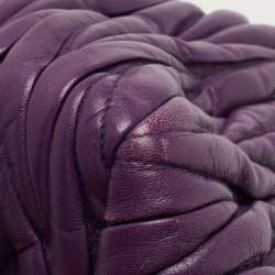 Pre Owned Miu Miu Purple Matelassé Leather Tote