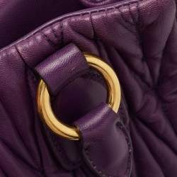 Pre Owned Miu Miu Purple Matelassé Leather Tote
