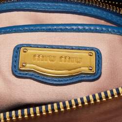 Miu Miu Blue Matelasse Leather Top Zip Tote